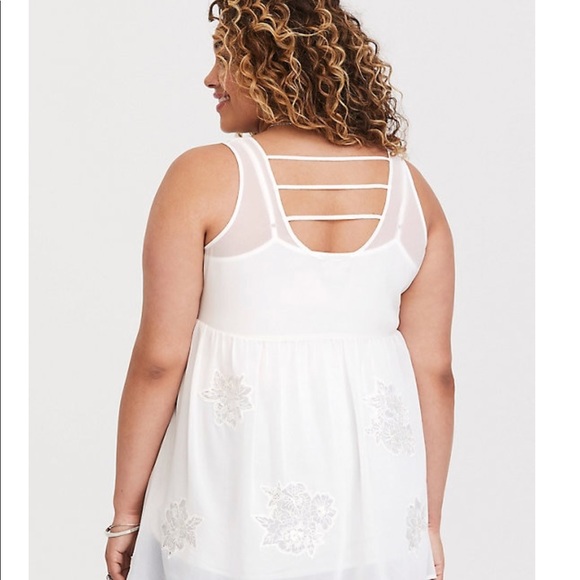 Torrid White Semi Sheer Ciffon Tank - Picture 4 of 6